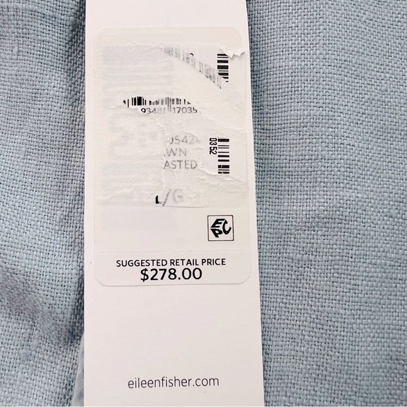 Eileen Fisher Heavy Organic Linen Drape Front Jacket Dawn Blue Size L NEW - Picture 9 of 11